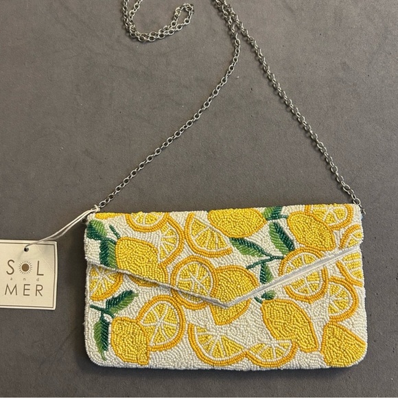 Sol And Mer Handbags - Sol de Verano Lemon Beaded Wristlet - Yellow and White